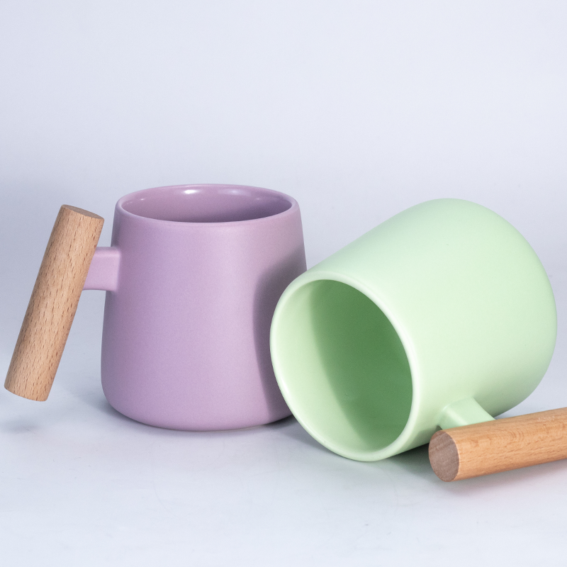 Luxurious Matte Ceramic with Wooden Handle – 12oz Sublimation Mug