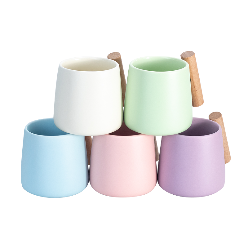 Luxurious Matte Ceramic with Wooden Handle – 12oz Sublimation Mug