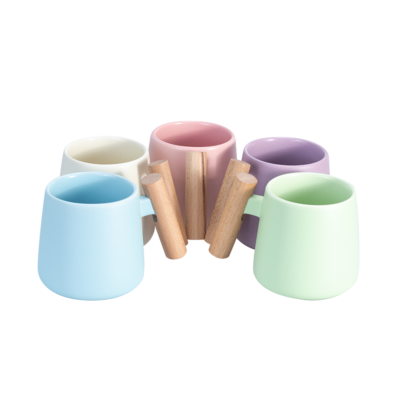 Luxurious Matte Ceramic with Wooden Handle – 12oz Sublimation Mug