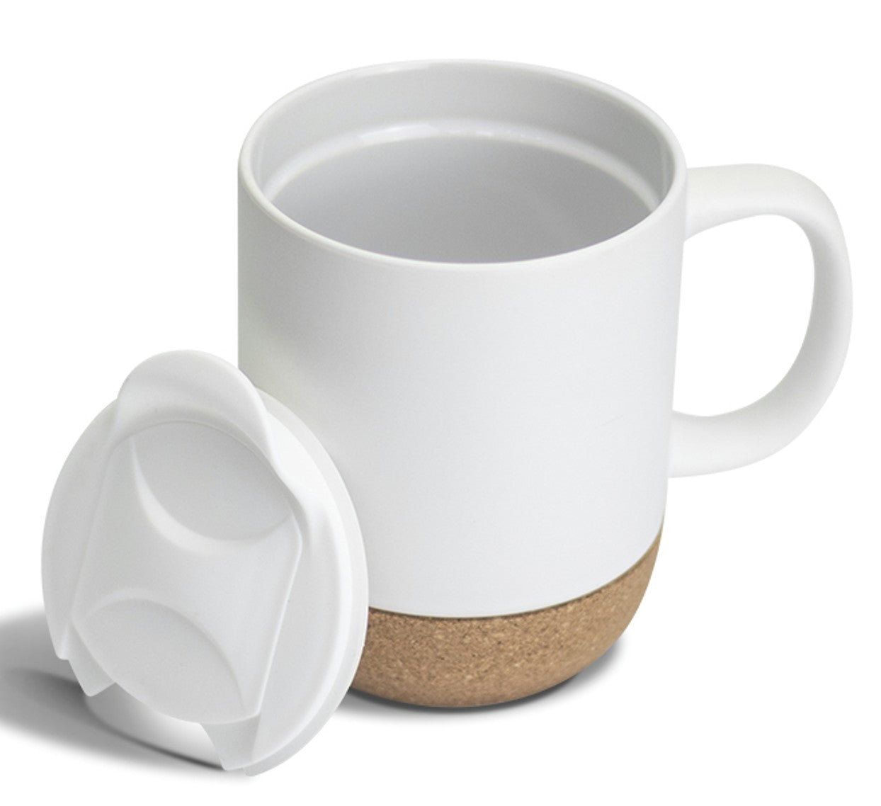 Elegant Mug with Cork Bottom & Plastic Lid - 14oz Matte Sublimation