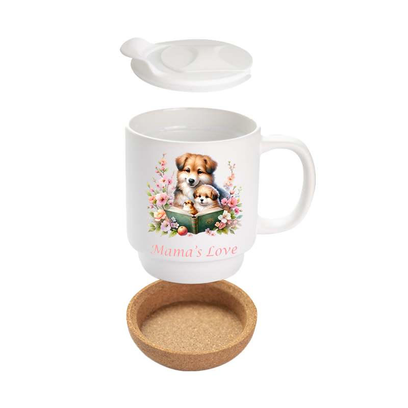 Elegant Mug with Cork Bottom & Plastic Lid - 14oz Matte Sublimation