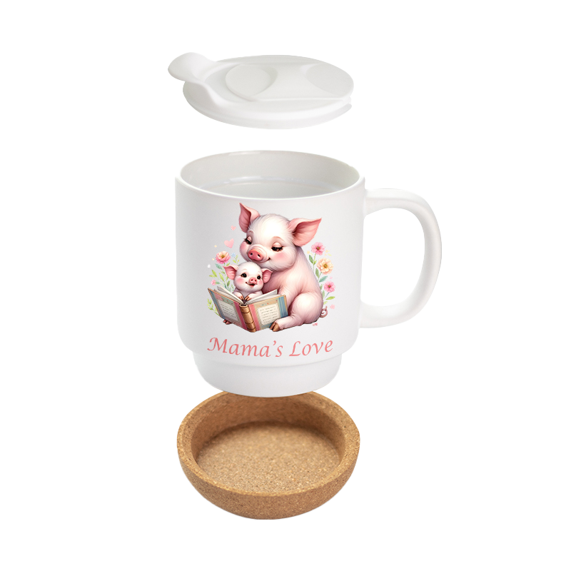 Elegant Mug with Cork Bottom & Plastic Lid - 14oz Matte Sublimation